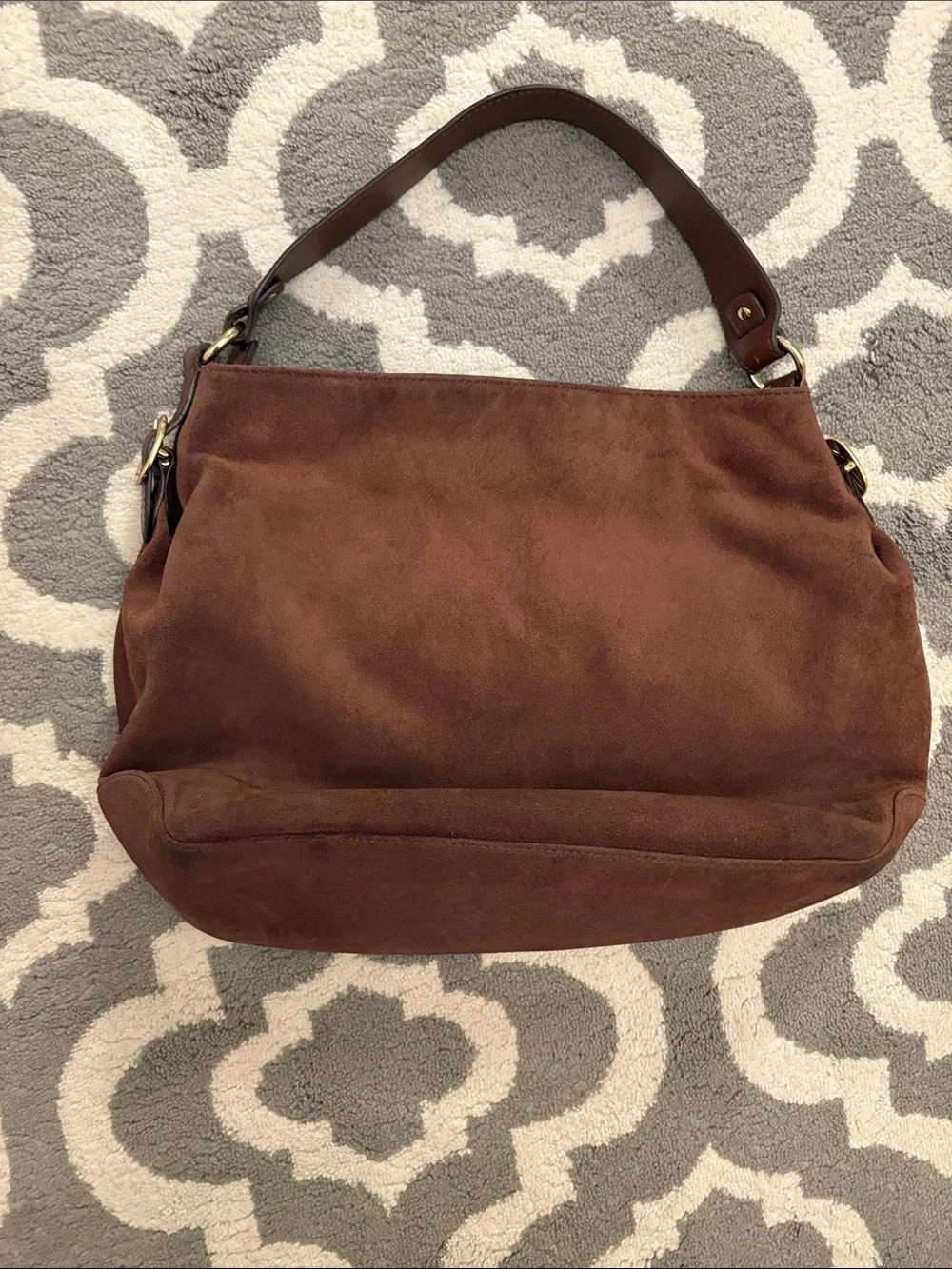Michael Kors Brown Suede Shoulder Bag with Gold Hardware
